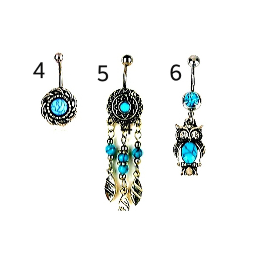 Boho Turquoise Belly Rings - Picture 3 of 6